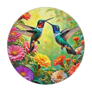 Jewel-Toned Hummingbird Magic Design Cutting Board