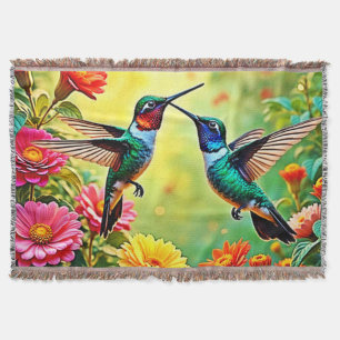 Jewel-Toned Hummingbird Magic Design Throw Blanket