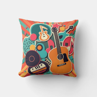 Jewel-Toned Music Theme Collage Cushion