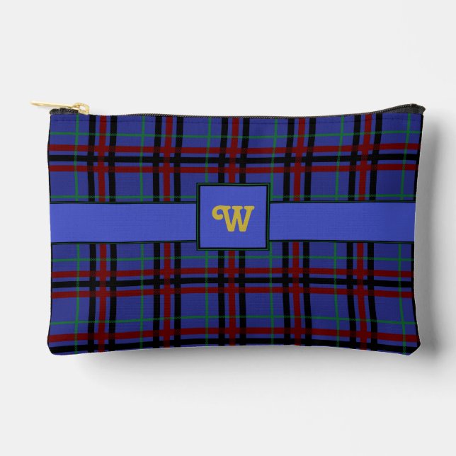 Jewel-Toned Plaid Accessory Pouch (Front)