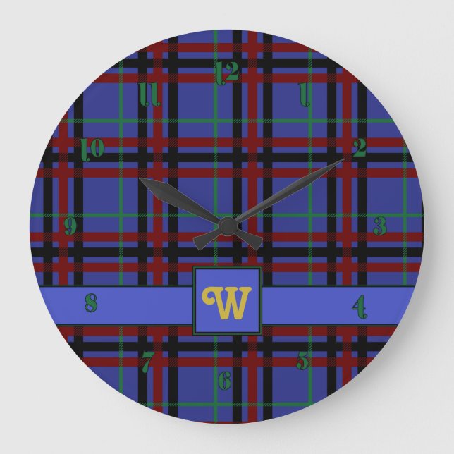 Jewel-Toned Plaid Clock (Front)
