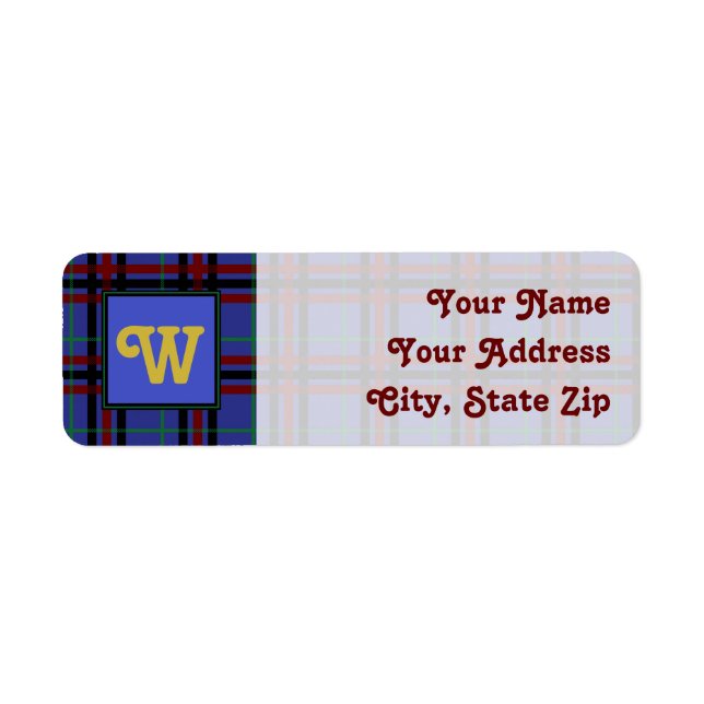 Jewel-Toned Plaid Return Address Label (Front)