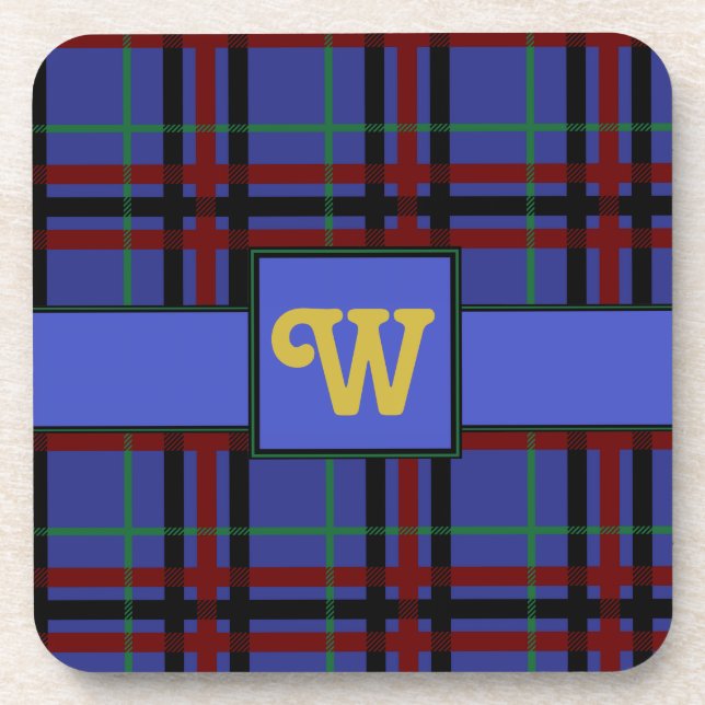 Jewel-Toned Plaid Square Coaster (Front)
