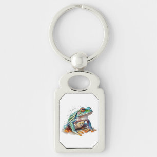 Jewel-Toned Watercolor Frog Key Ring