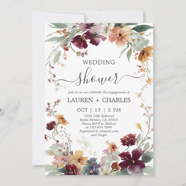 Jewel Toned Wedding Shower Invitation (Front)