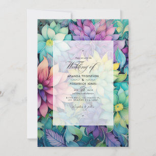 Jewel-tones and Green Floral Wedding Invitation