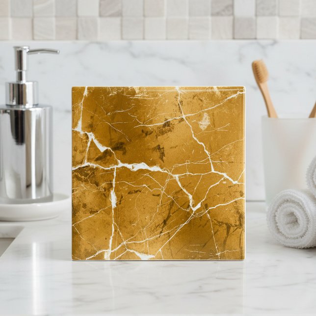 Jewel Tones Marble Abstract Golden Amber D1288 Tile (Creator Uploaded)