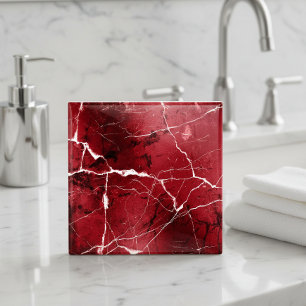 Jewel Tones Marble Abstract Ruby Red D1288 Tile