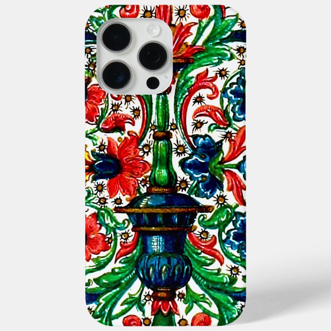 Jewel Tones Mediaeval Manuscript Flowers Scrolls Case-Mate iPhone Case (Back)