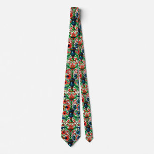 Jewel Tones Mediaeval Manuscript Flowers Scrolls Tie