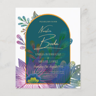 Jewel Tones Teal Maroon Gold Wedding Invite Flyer
