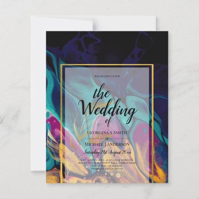 Jewel Tones WEDDING INK Plum Purple Teal Navy Gold (Front)