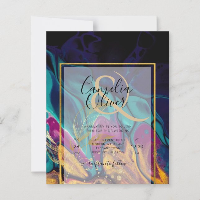 Jewel Tones WEDDING INK Plum Purple Teal Navy Gold (Front)