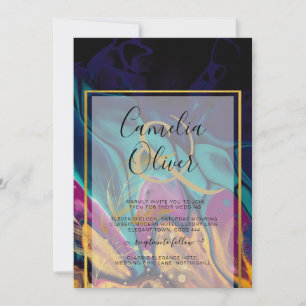 Jewel Tones WEDDING INK Plum Purple Teal Navy Gold Invitation