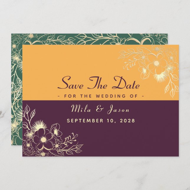 Jewel Tones Wedding Save The Date (Front/Back)
