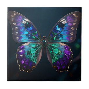 Jeweled Butterfly Wings Iridescent Blue Purple Tile