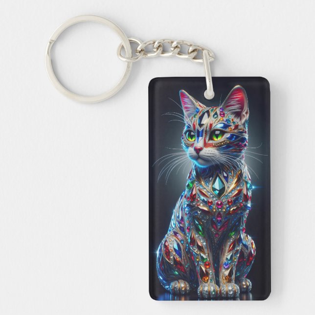 Jeweled Cat Key Ring (Front)