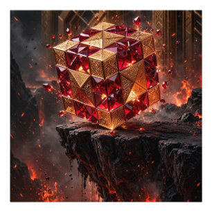 Jeweled Cube on the Volcanic Precipice Photo Print
