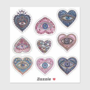Jeweled Evil Eye Heart Sticker Sheet