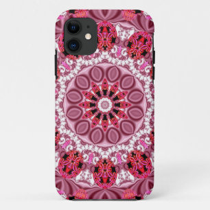 Jeweled Fans, Abstract Lace Candy, Red Pink Rose iPhone 11 Case