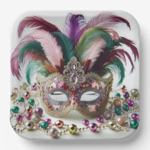 Jeweled Mardi Gras Mask  Paper Plate