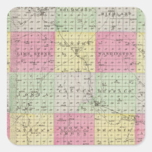 Jewell County, Mankatoand Burr Oak, Kansas Square Sticker