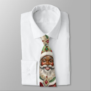 Jewelled Black Santa Vintage Style Christmas Tie