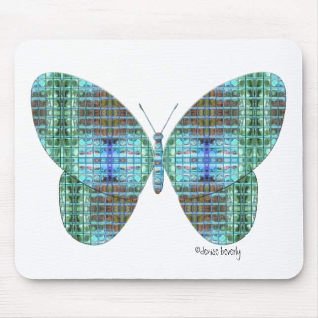 Jewelled Butterfly glass effect Mouse Mat (Front)