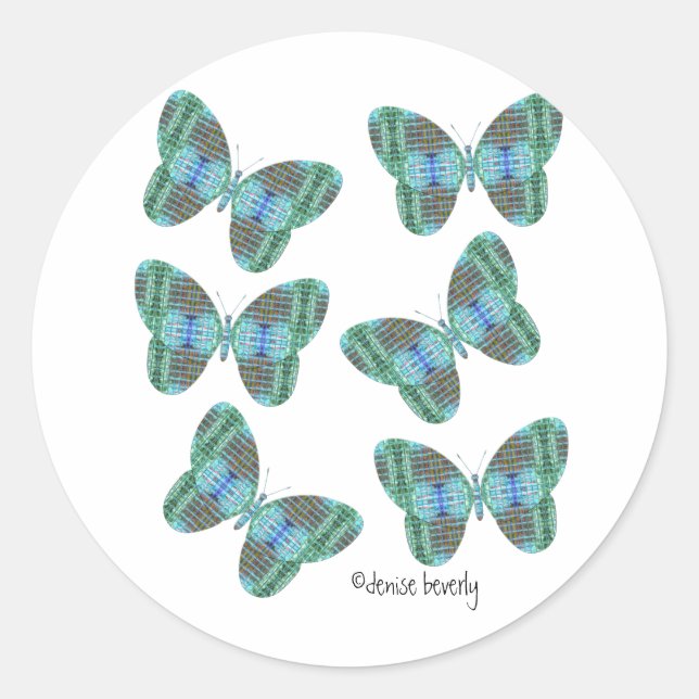 Jewelled Butterfly illustration Classic Round Sticker (Front)