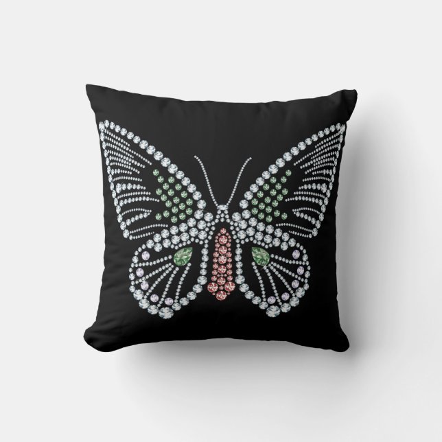 Jewelled Butterfly Pillow Gemstone Design (Front)