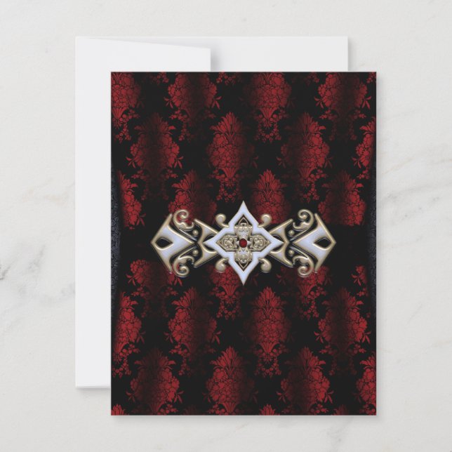 Jewelled Clip Damask Vampire Goth Wedding Invitation (Front)