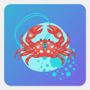 Jewelled Crab Square Sticker