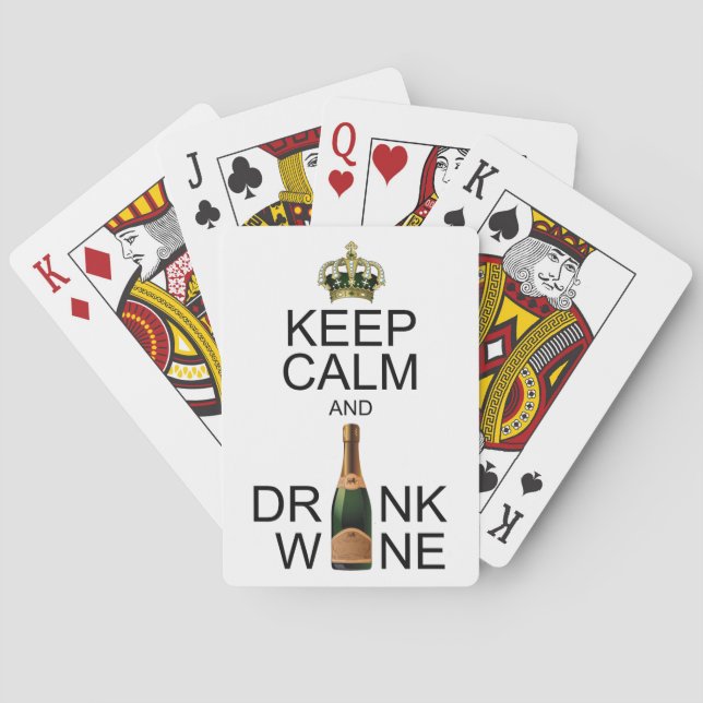 Jewelled Crown Keep Calm and Drink Wine Playing Cards (Back)