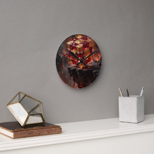 Jewelled Cube on the Volcanic Precipice Round Clock