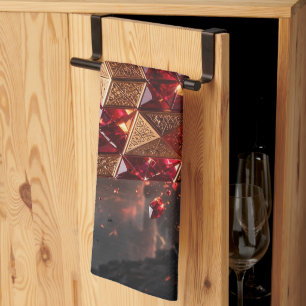 Jewelled Cube on the Volcanic Precipice Tea Towel