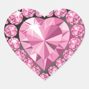 Jewelled Diamond Heart Shaped Sticker