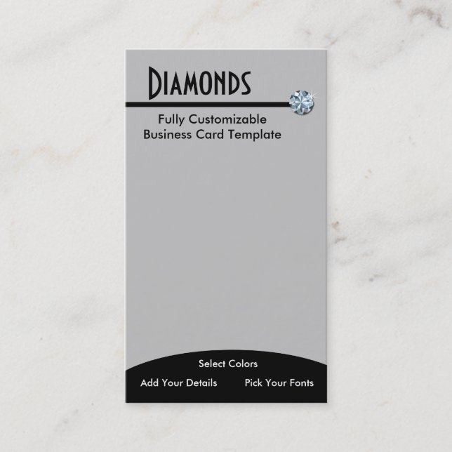 Jewelled Diamond Jewellery - Diamond Rhinestone Lo Business Card (Front)