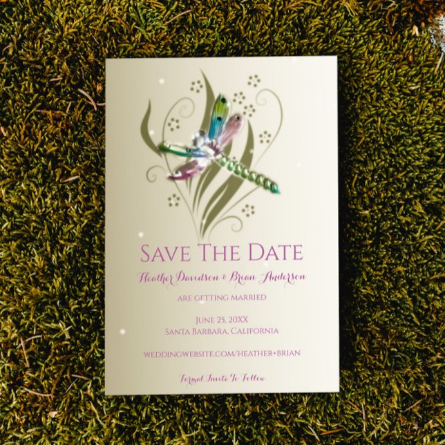 Jewelled Dragonfly Save The Date Announcement (Jeweled Dragonfly Save the Date Wedding Announcement)