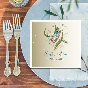 Jewelled Dragonfly Wedding Paper Napkins