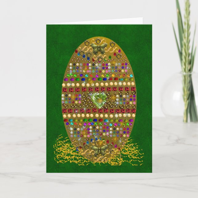 Jewelled Easter Egg Holiday Card (Front)