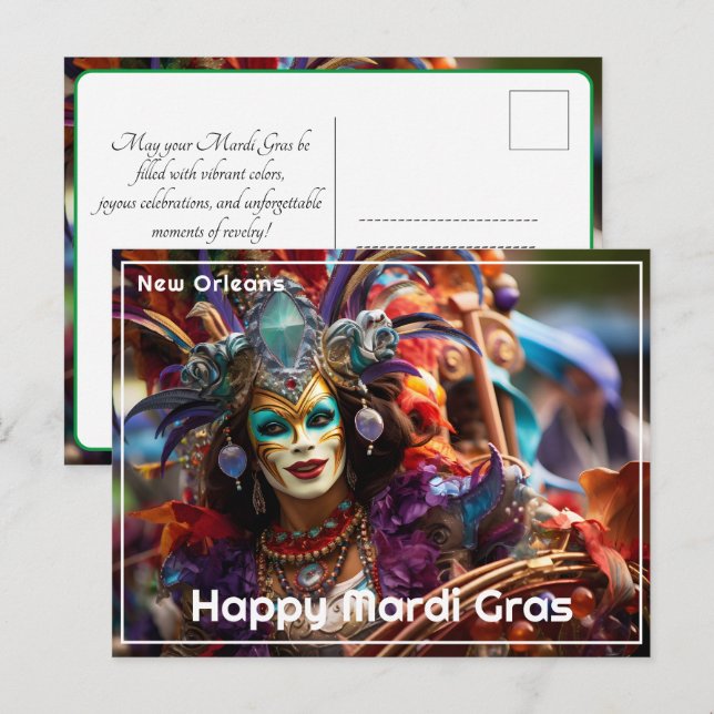 💚💜💛Jewelled Elegance: Mardi Gras Splendour Postcard (Front/Back)