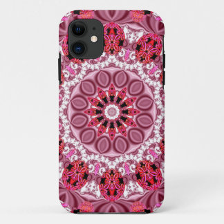 Jewelled Fans, Abstract Lace Candy, Red Pink Rose iPhone 11 Case