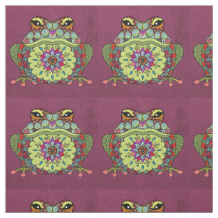 Jewelled Frog on Purple Fabric