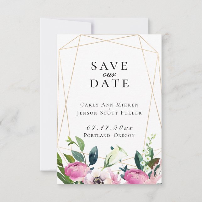 Jewelled Garden Floral Save The Date Announcement (Front)