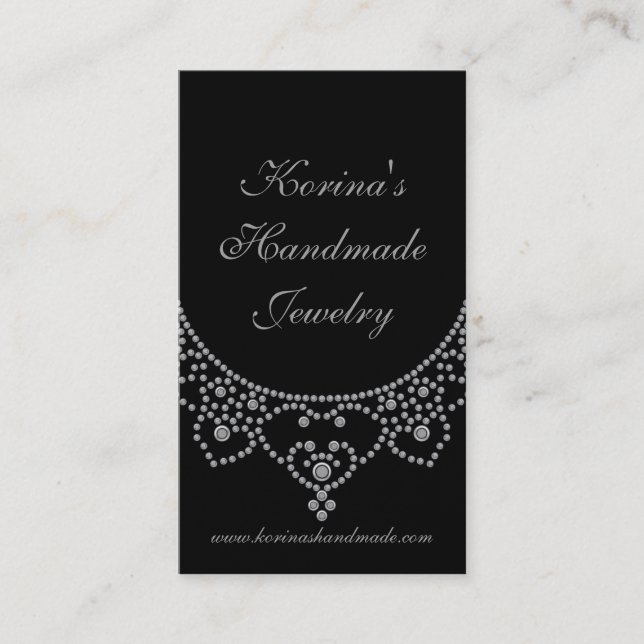Jewelled Glam Business Card, Silver Business Card (Front)