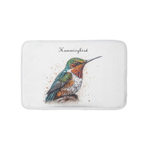 Jewelled Hummingbird Serenade, custom Bath Mat