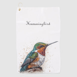 Jewelled Hummingbird Serenade, custom Golf Towel
