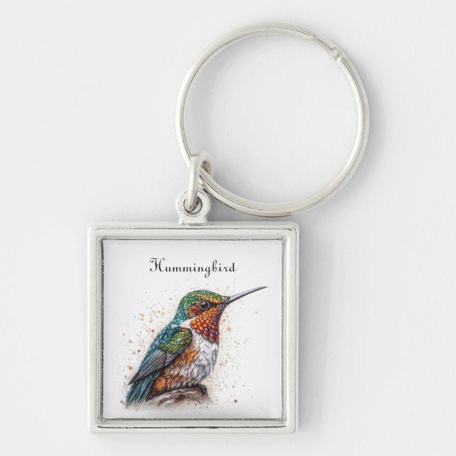 Jewelled Hummingbird Serenade, custom Key Ring (Front)