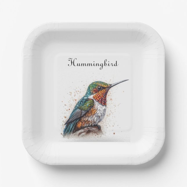 Jewelled Hummingbird Serenade, custom Paper Plate (Front)