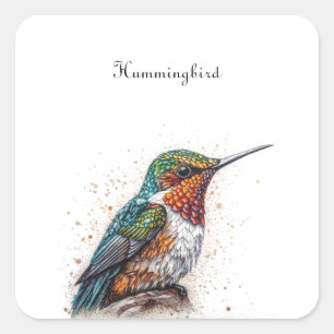 Jewelled Hummingbird Serenade, custom Square Sticker
